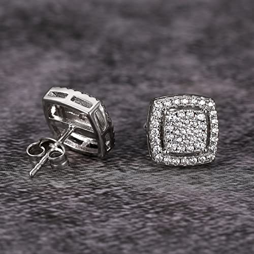 TRUMIUM Stud Earrings for Men Women Silver Gold Plated Layered Iced Out Sterling Silver Cz Earrings Hypoallergenic3