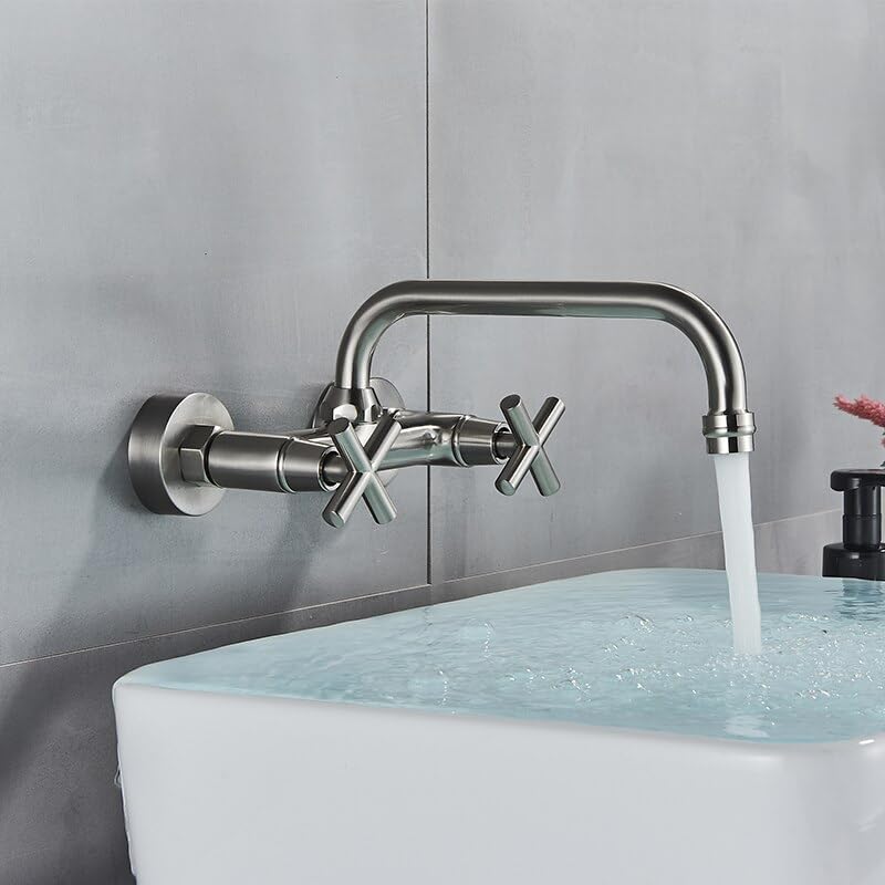 Robinet de lavabo mural double poignée eau chaude froide pour mitigeur de bassin