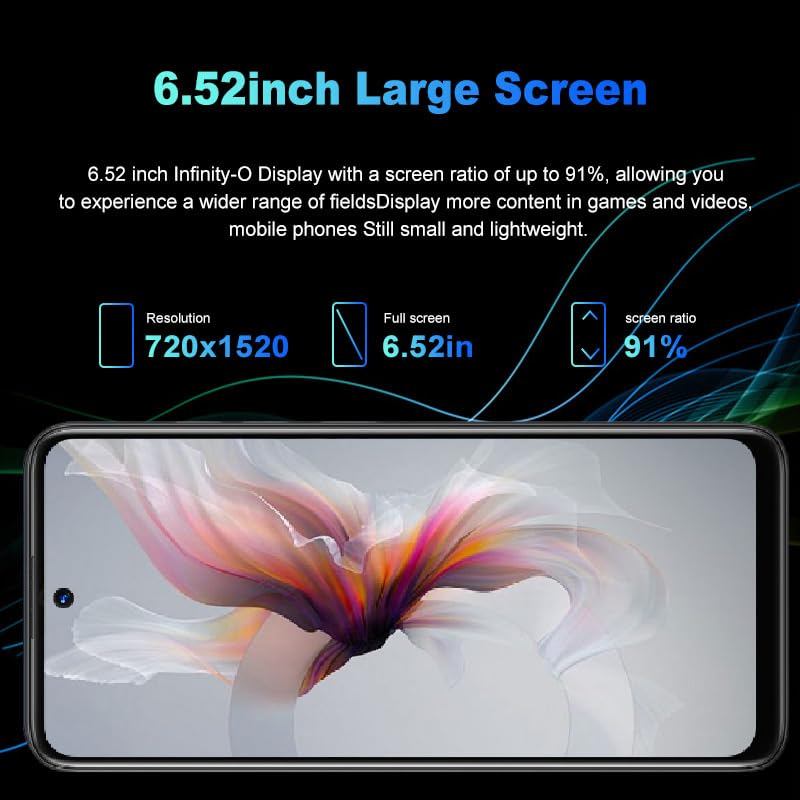 Téléphone débloqué 4G écran 6.56 pouces Android gris - 6
