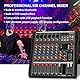 Depusheng DX6 Professional Mixer Soundboard Konsole 6-Kanal Desk System Interface Digitaler USB MP3 Bluetooth Eingang 48V Phantomspeisung Stereo DJ Studio FX Stahlgehäuse, Audio Mixer für PC Schwarz