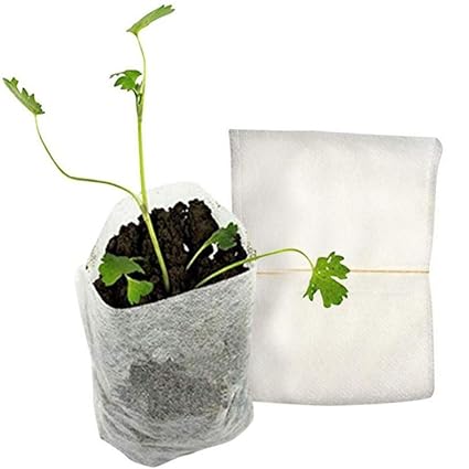 AUEL 100pcs Plant Nursery Bags Seedling Grow Bags Biodegradable Non-Woven Fabric(60032204AUEL)