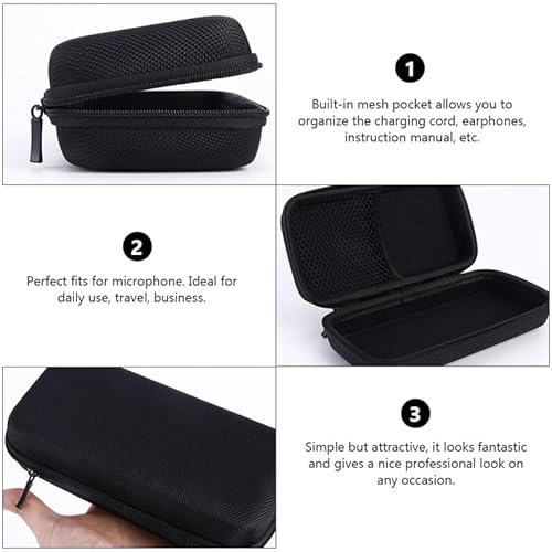 2 StüCk Eva Mikrofon Tasche - Kompakte wasserdichte SchutzhüLle Mit Netzfach FüR ZubehöR, StoßFest Und Leicht, Ideal FüR Mikrofon Aufbewahrung, Schwarz 18.5 X 9 X 4.5 cm