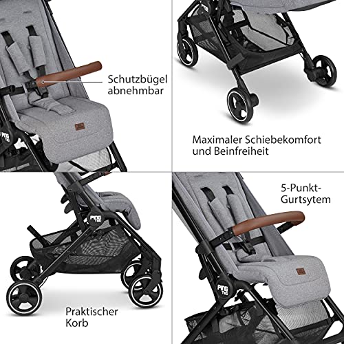 ABC Design Reisebuggy Ping Two – Sportwagen ideal für den Urlaub – Liegeposition – kompaktes Faltmaß mit Transportsicherung – Gesamtbelastung 27 kg - Farbe: tin