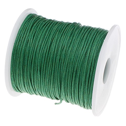 Perlin 75m Waxed Cotton Cord, 1mm Diameter, Green, Beading Jewelry Making Thread, Green,silver, 1 mm