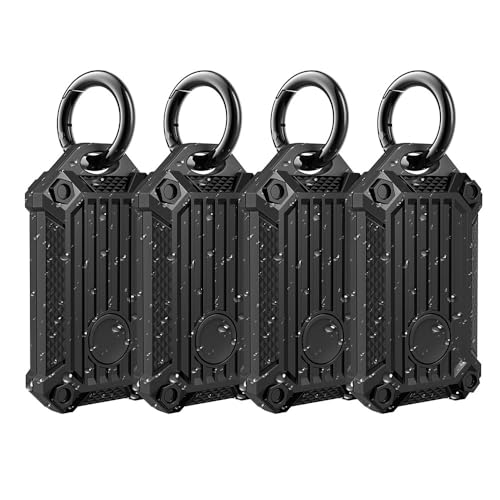 CMZZ Samsung Galaxy SmartTag2 waterproof mount Case Holder Scratch Resistant Cover with Keychain for Keys Wallet Luggage (Black 4PCS)