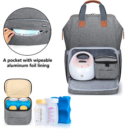 image for LUXJA Breast Pump Bag with Breastmilk Cooler Bag (Fits Four 5-Ounce Br