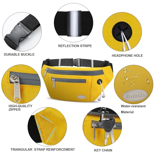 Entchin Fanny Pack for Women Men, Large Capacity Crossbody Waist Bags for Hiking Running Travel Cycling Fits Any Phones - Thumbnail 4