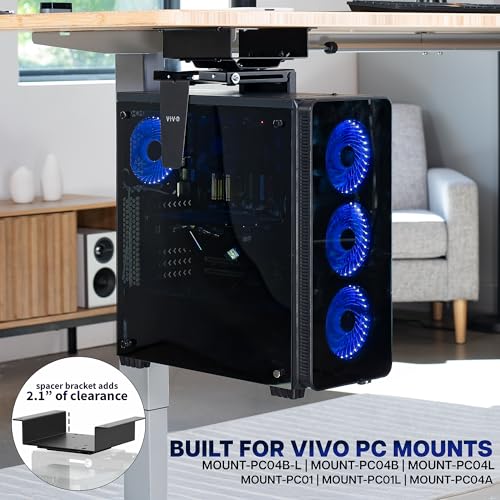 VIVO Soporte Espaciador Bajo Escritorio para Montajes de CPU MOUNT-PCSB1, Separación de 2.1 pulgadas, Solo Soporte miniatura 2