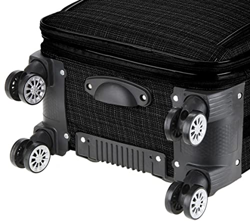 Mala Viagem Pequena Bordo Preta Executiva 10Kg Rodinhas 360 Rígida Tecido Poliéster Resistente Ident