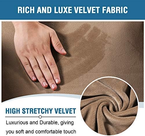 Condition photo showing New/Like New for h.versailtex velvet stretch recliner couch covers 4-pieces style recliner chair covers recliner cover for reclining chair slipcovers feature non slip form fitted thick soft washable, camel recliner chair camel