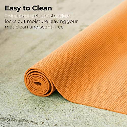 Hello Fit Yoga Mats, Bulk 10 Pack. 68X24X1/8 Inches, Affordable Exercise Gym Mats With Non-Slip Texture, Easy To Clean, Orange #TOP4