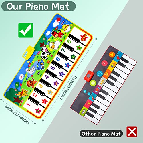 Best Piano Mats: make your kids happy with their footsteps on musical layout 23 M SANMERSEN Piano Mat, 53'' x 23'' Musical Toys for Toddlers Floor Piano Touch Playmat with 8 Animal Sounds, Music Keyboard Dance Mat Toddler Toys Gifts for Boys and Girls 1 2 3 4 5 Year Old #2