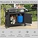 TORVA All in One Outdoor Grill Cart with Sink,Cabinet and Cover, 42 inch Freestanding Modular Kitchen Sink Station in 304 Stainless Steel&HDPE, All Weather Use BBQ Table, Grey