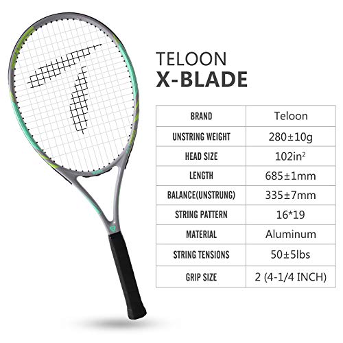 Teloon Recreational Adult Tennis Rackets-27 Inch Tennis Racquet For Men And Women College Students Beginner Tennis Racket. (V8-Gray Green) #TOP1