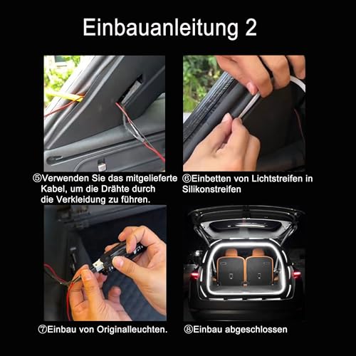 Auto Kofferraumbeleuchtung Led,Dynamische Fließender Kofferraum-lichtstreife, 4 M wasserdichte, hochtemperaturbeständige Flexible Led Kofferraum Lichtstreifen Auto, Pickups,Weißes Licht