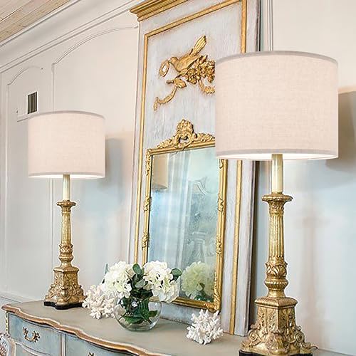 Go&So Beige Medium Drum Lamp Shade For Table Lamps Floor Lamps- 13 "Top X 13 Inch Bottom X 10 "High(Spider) Oatmeal Linen Shade Replacement Lampshade Barrel Lampshade Fabric -Rustic -1 Pack Easy Assembly thumb #7