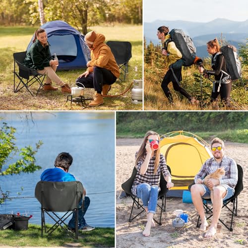 HAUSPROFI Campingstuhl Faltbar 150KG Belastbar, Klappstuhl Camping Leicht, Bequeme Rückenlehne Campingstuhl, Camping Stuhl mit Tragetasche für Picknick,Outdoor,Wandern,Gartenstühle,Angelstuhl,Schwarz