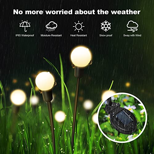 Pearlstar 4 Pack 8Led Solar Powered Firefly Lights, Upgraded With High Flexibility Copper Wires And Heavy Bulb Base - Waterproof Solar Garden Lights, Swaying Garden Decor For Pathway, Patio, And Yard #TOP3