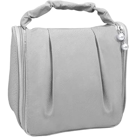 Travel Makeup Bag Organizer Large Cosmetic Bags for Women Zipper Pouch Travel Accessories Portable Waterproof Toiletry Bag with Hanging Hook (Gray) Cover