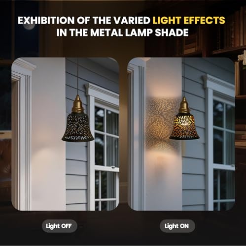 Image of Lampshade 4 Pack, ALUCSET Pendant Light Shades, Ceiling Fan Replacements Light Shade with 2.28 inch Fitter, 5.12 inch High 6 inch Diameter,Metal Daisy Etched Light Covers for Chandelier,Wall Sconces,Black Gold