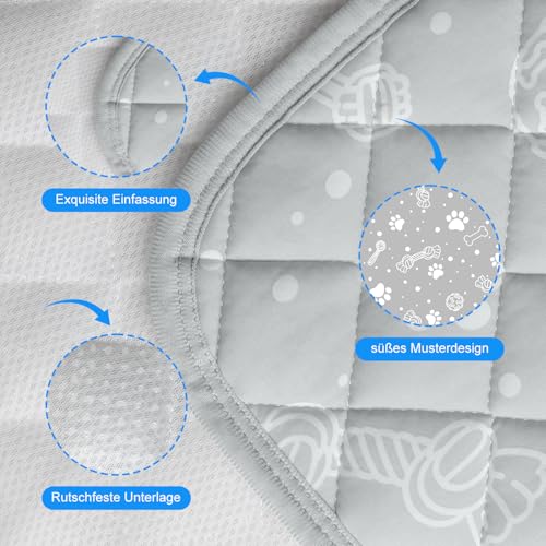 MH MYLUNE HOME Kühlmatte für Hunde Katze Thermochrome Hundekühlmatte Selbstkühlend rutschfest Wasserabsorbierend Tragbar Kühldecke für Hunde Hundedecke Kühlend Cooling Mat Dog- L 100 x 70 cm