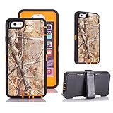 iPhone 6s Holster Case, Harsel® Defender Series Heavy Duty Tree Camo Shockproof Scratch Resistant Hybrid Military w/ Belt Clip Built-in Screen Protector Case for iPhone 6s / iPhone 6 - Tree Orange