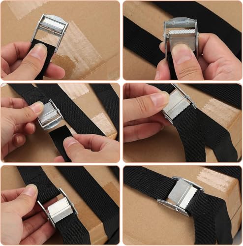 Image of SHOPEE 2 Pcs Lashing Straps, 1 inch x 16Ft (5 Meter)(196 inch) Adjustable Tie Down Ratchet Tie Straps with Metal Buckles, Cam Lock Strap Cargo Packing Straps Heavy-Duty for Luggage /Truck /SUV /Car (Grey)