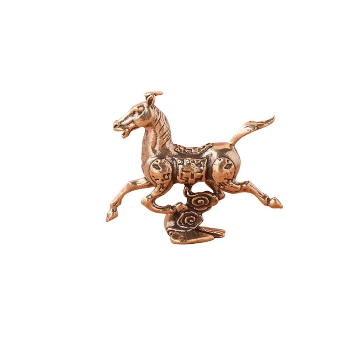 AOTTSD Vintage Bronze Chinese Horse Treading Swallow Sculpture, Golden Decorative Statue