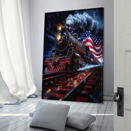 Décoration murale image sur toile style industriel train à vapeur noir - 3