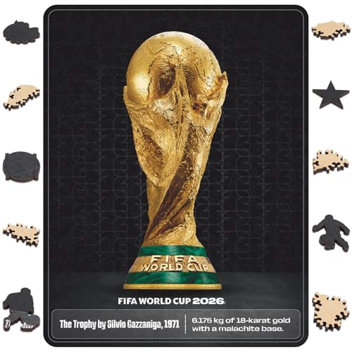 Image of FIFA World Cup 2026 Trophy Wooden Puzzles - 5MM Thick Officially Licensed Poster Puzzles - Premium World Cup 2026 Merchandise, Memorabilia Gift for Football Fan, 200 pcs Jigsaw Puzzle