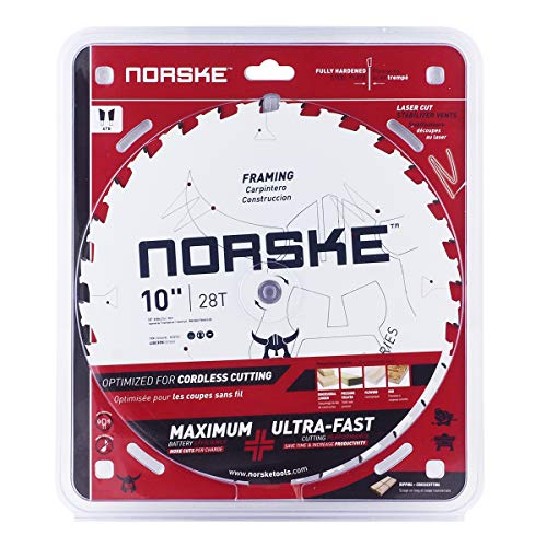 Norske Tools Thin Kerf Ultra Fast Ripping & Crosscutting Saw Blade Ncsbt023 10" X 28T With 5/8" Bore For Dimensional Lumber, Press Treated Wood, Plywood And Oriented Strand Board (Osb) #TOP1