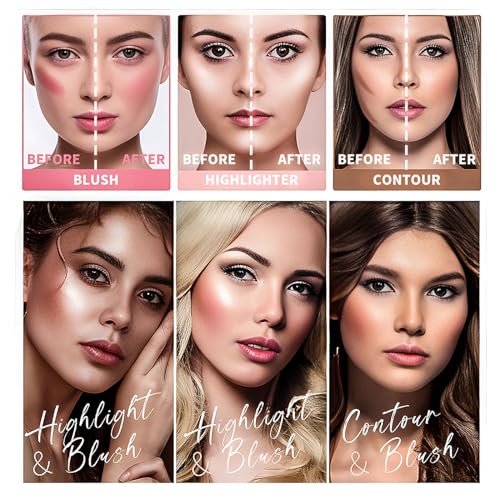 3 Pack Liquid Contour & Highlighter & Blush Makeup Set, Liquid Contour Stick Long Lasting Weightless Buildable Cream Contour - Cushion Applicator Contouring Bronzer Liquid Blush Stick Beauty Wand - Image 8