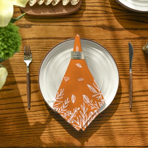 Horaldaily Fall Cloth Napkins 18 x 18 Inch, Thanksgiving Autumn Harvest Orange Wild Flowers Party Dinner Decoration Washable Napkins Set of 8 by Horaldaily - Used condition - Image 4