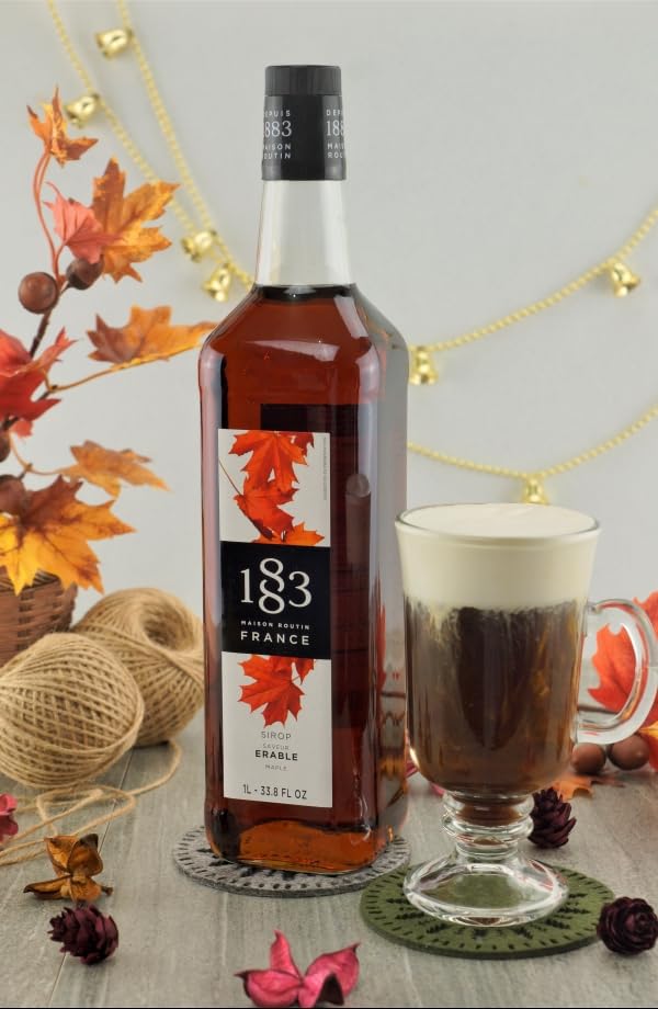 Image of 1883 Maple Syrup for Drinks, Made in France, 1 Liter Glass Bottle