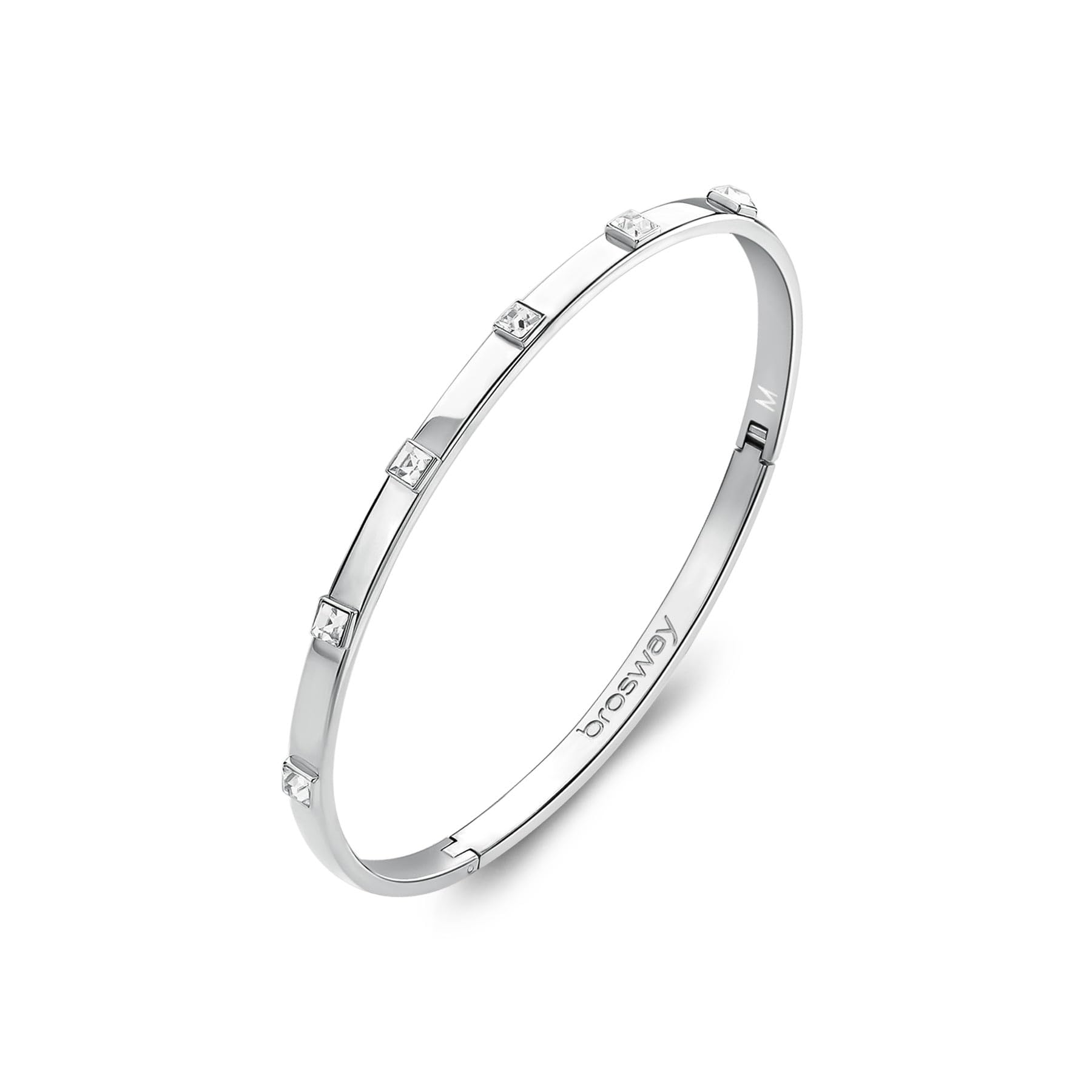 Brosway Bracciale Donna, Bracciale Rigido in Acciaio e Cristalli | Collezione With You - BWY58