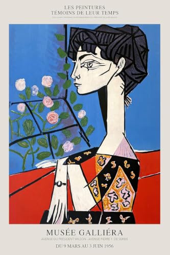 Peinture abstraite Pablo Picasso decoration salon affiche contemporaine Jacqueline et Roses