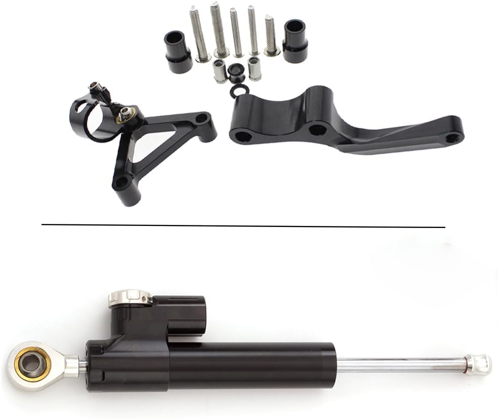 FXCNC Motorcycle CNC Steering Damper Stabilizer Buffer Control Bar With Mounting Bracket Kit Full Set Compatible with DUCATI 696 796 795