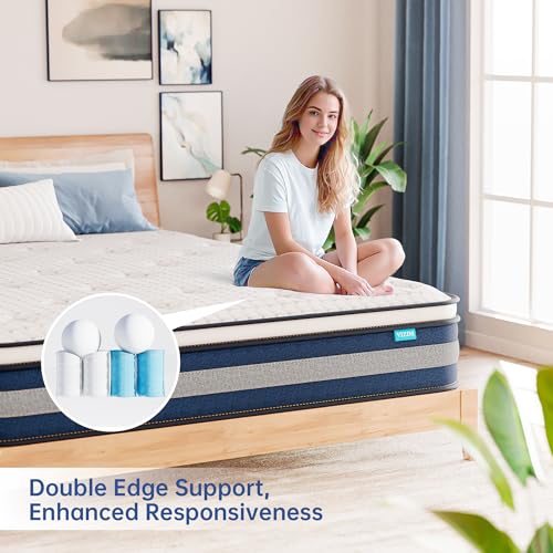 Twin Mattress, 12 Inch Hybrid Mattress with Individual Pocket Springs & Comfort Memory Foam, Twin Size Bed for Pressure Relief & Targeted Support, Medium Firm
