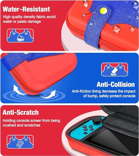 Image of OIVO INDIA Red-Blue Travel Case Pouch Compatible with Nintendo Switch and for Switch OLED Console, Portable Travel Carry Case for Switch /Switch OLED, Protective Box Cover