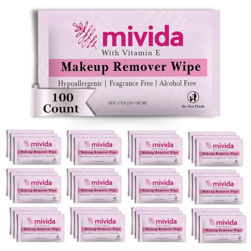 mivida-100-Count-Individually-Wrapped-Makeup-Remover-Wipes-with-Vitamin-E-Fragrance-Free-Alcohol-Free-makeup-wipes-Hypoallergenic-single-make-up-removing-wipes