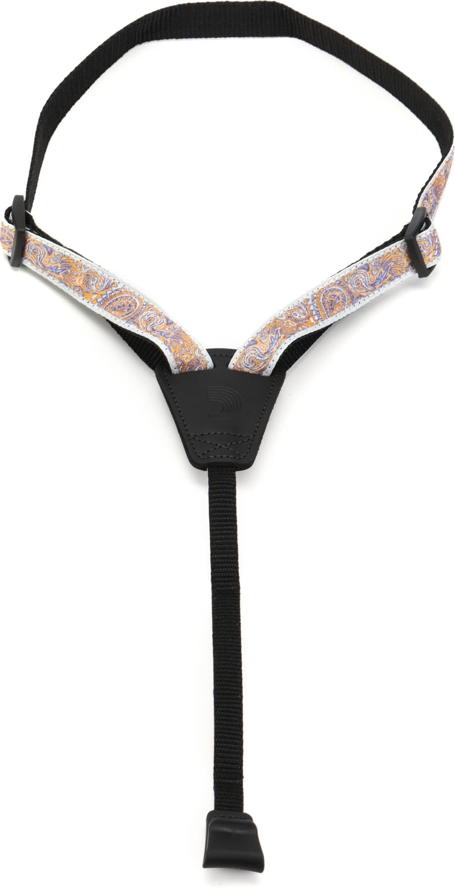 D'Addario Cradle Ukulele Strap - Ukulele Straps with Rubber Hook - Ukulele Strap No Drill - Paisley, Gray/Orange