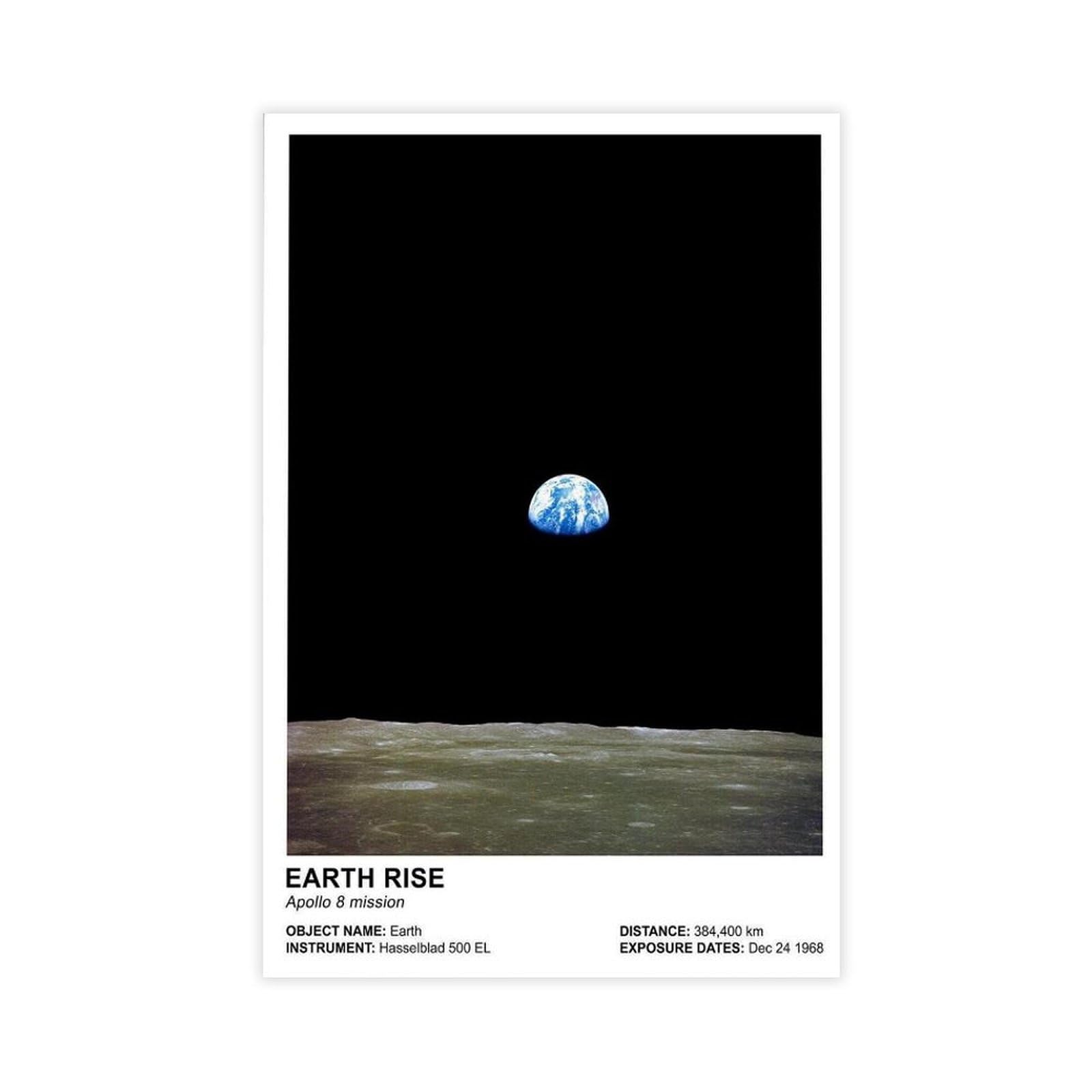 Qgvbgf Earthrise Astronomy Poster Canvas Poster Bedroom Decor Landscape Office Room Decor Gift 24X36inch(60X90cm)