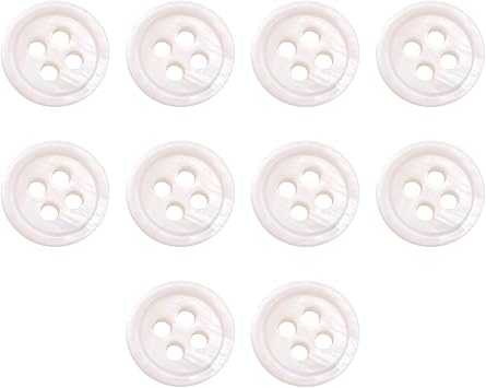 Natural Shell Buttons 10pcs 10mm Mother of Pearl Shell Buttons 2 Holes Round Buttons for Sewing Projects DIY Crafts White H05
