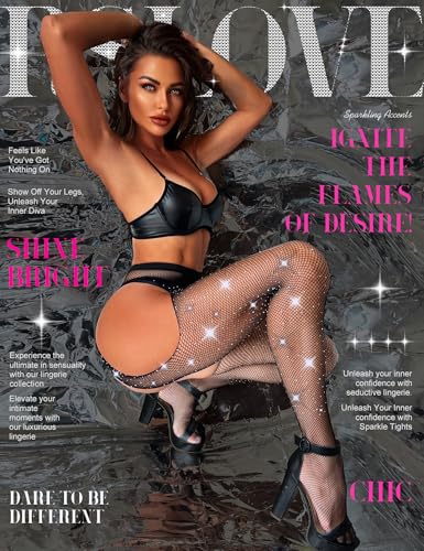 Image of RSLOVE Fishnet Stockings Rhinestone High Waist Tights Pantyhose Women's Sexy Sparkle Stockings