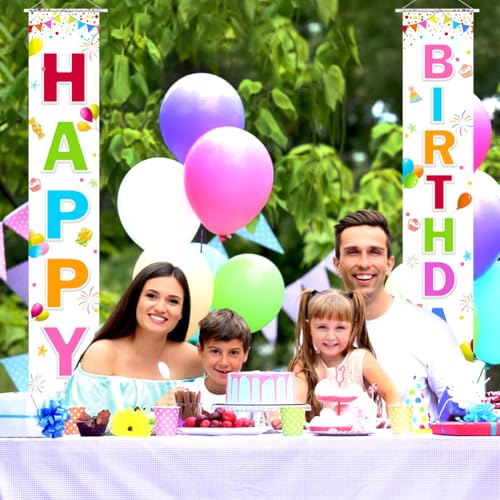 Image of Birthday Decorations Banner, Happy Birthday Door Sign for Men Women Boys Girls Ideal Birthday Decorations Party Supplies Outdoor Indoor 72 x 12 Inch