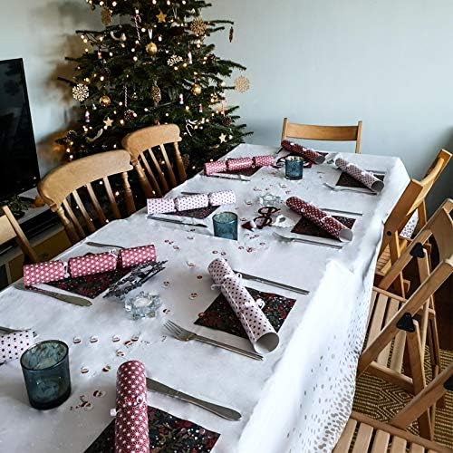 MOKANI Disposable Plastic Tablecloths, 4 Pack Party Rectangle Tablecloths, Rose Gold Dot Confetti Rectangular Table Covers for Picnic Weddings Birthday Parties 54" x 108"