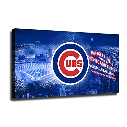 Chicago Cubs Baseball Poster Sports Canvas Wall Art Pattern Print Artwork Decor Home Decor Painting (No Framed,16x24inch)