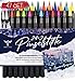 Produktbild Truetist Handlettering Stifte 47er Set | 24 kräftige Aquarell Farben, 16 Aquarellpapiere, 2 Wassertankpinsel, 5 Schablonen | Stifte mit authentischer Pinselspitze | Kalligraphie, Brush Pen Set