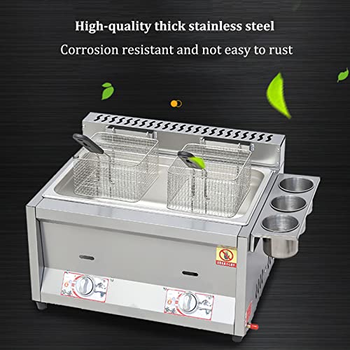 Freidora comercial a gas de gran capacidad con doble cesta para exterior 6