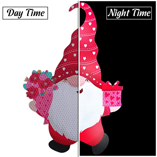 Image of 29PCS Valentines Day Car Refrigerator Decorations - Reflective Valentine Gnome Heart Magnets Decor Party Ornaments Accessories